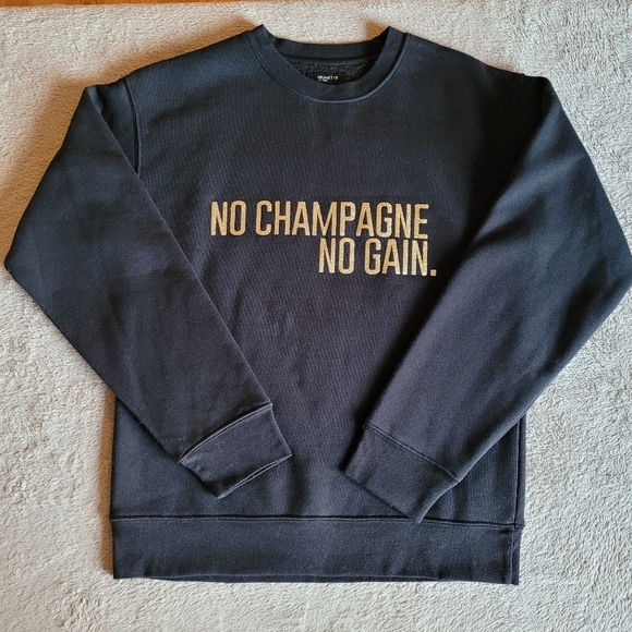 Brunette The Label No Champagne No Gain Core Crew in Gold Glitter XS/S - Picture 3 of 10